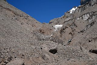 06 The Trail Steepens As It Ascends A Narrow Gully Passing Small Ice Penitentes On The Climb From Plaza Argentina Base Camp To Camp 1